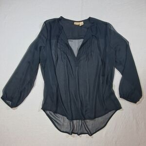 Mudd Elegant Black Sheer Blouse